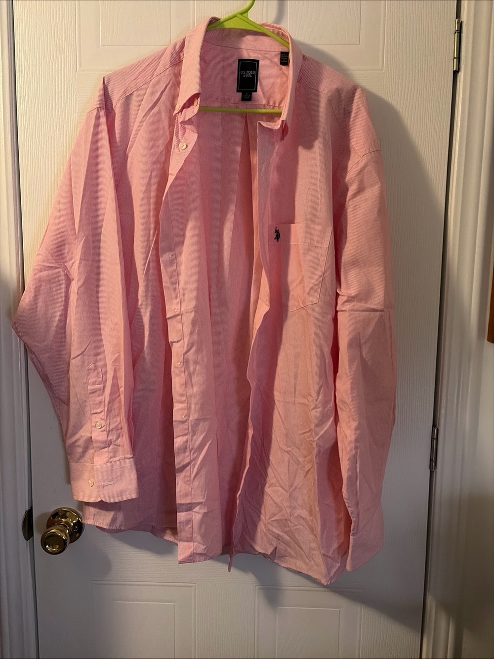 U.S Polo Assn Slim Fit Stretch Long Sleeve Button Down Shirt Mens Pink Size XL